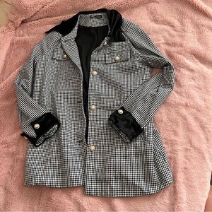 SHEIN Black and White Houndstooth Blazer